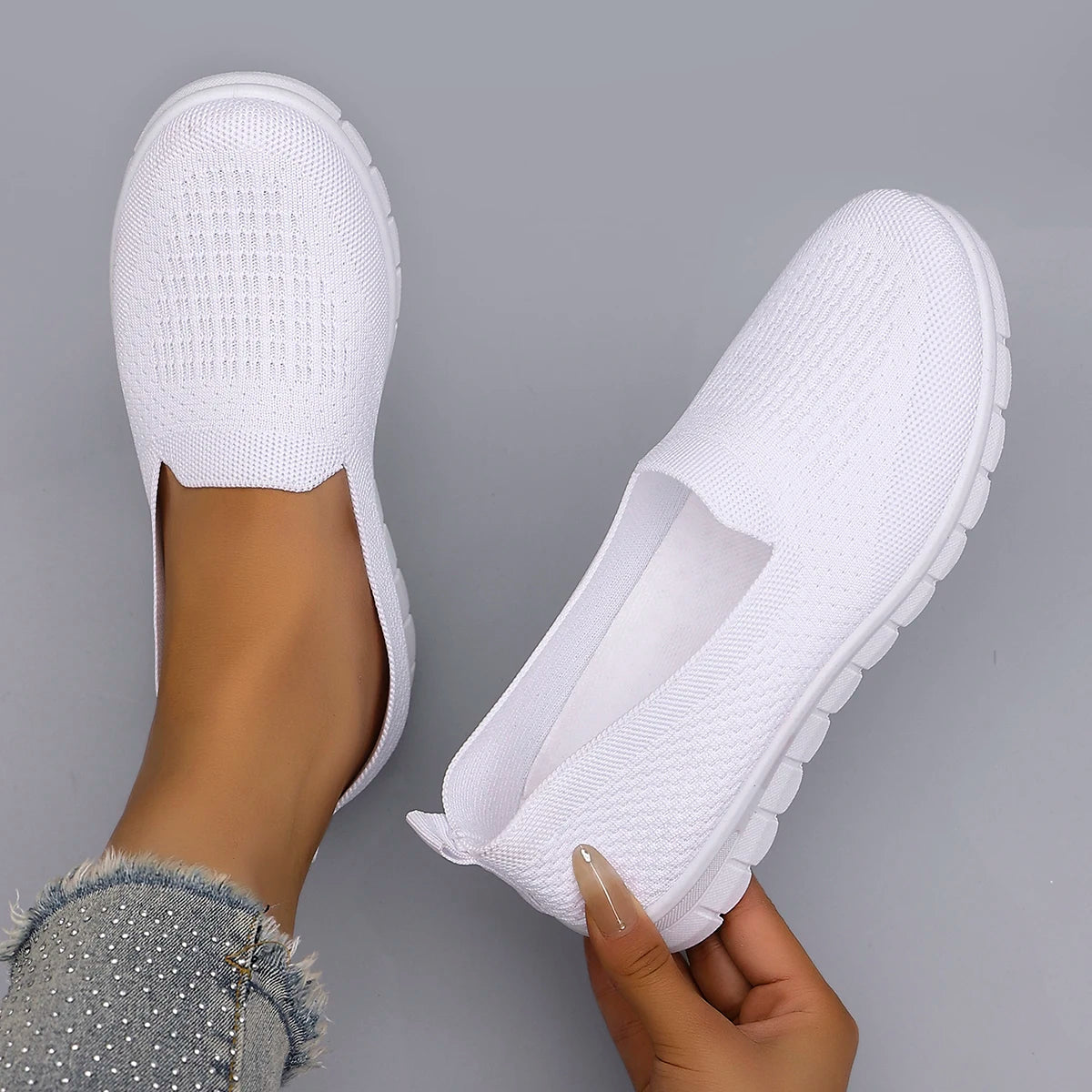 Chaussures plates d'été en maille respirante pour femmes