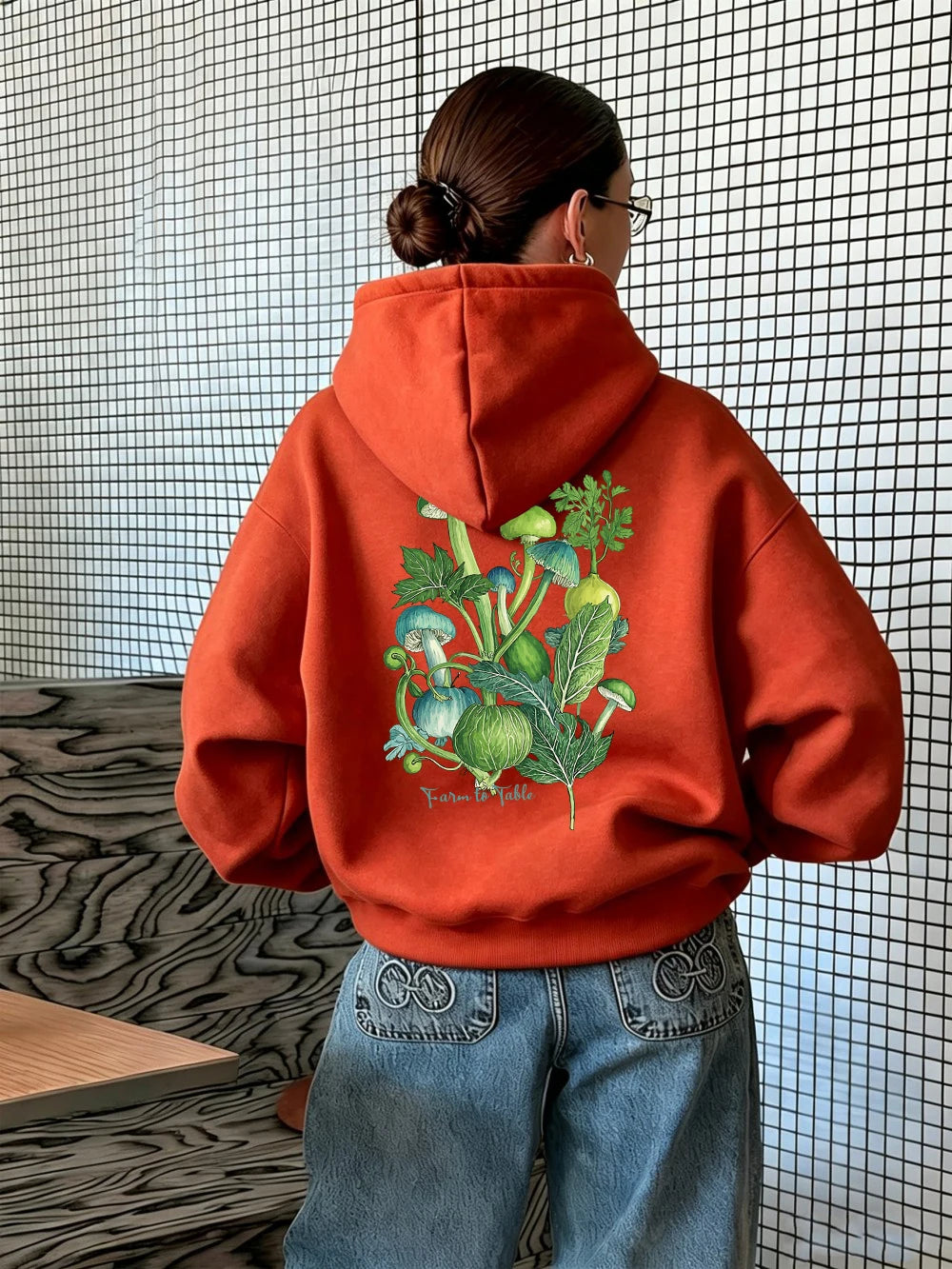 Sweat-shirts à capuche imprimés Farm To Table pour femmes