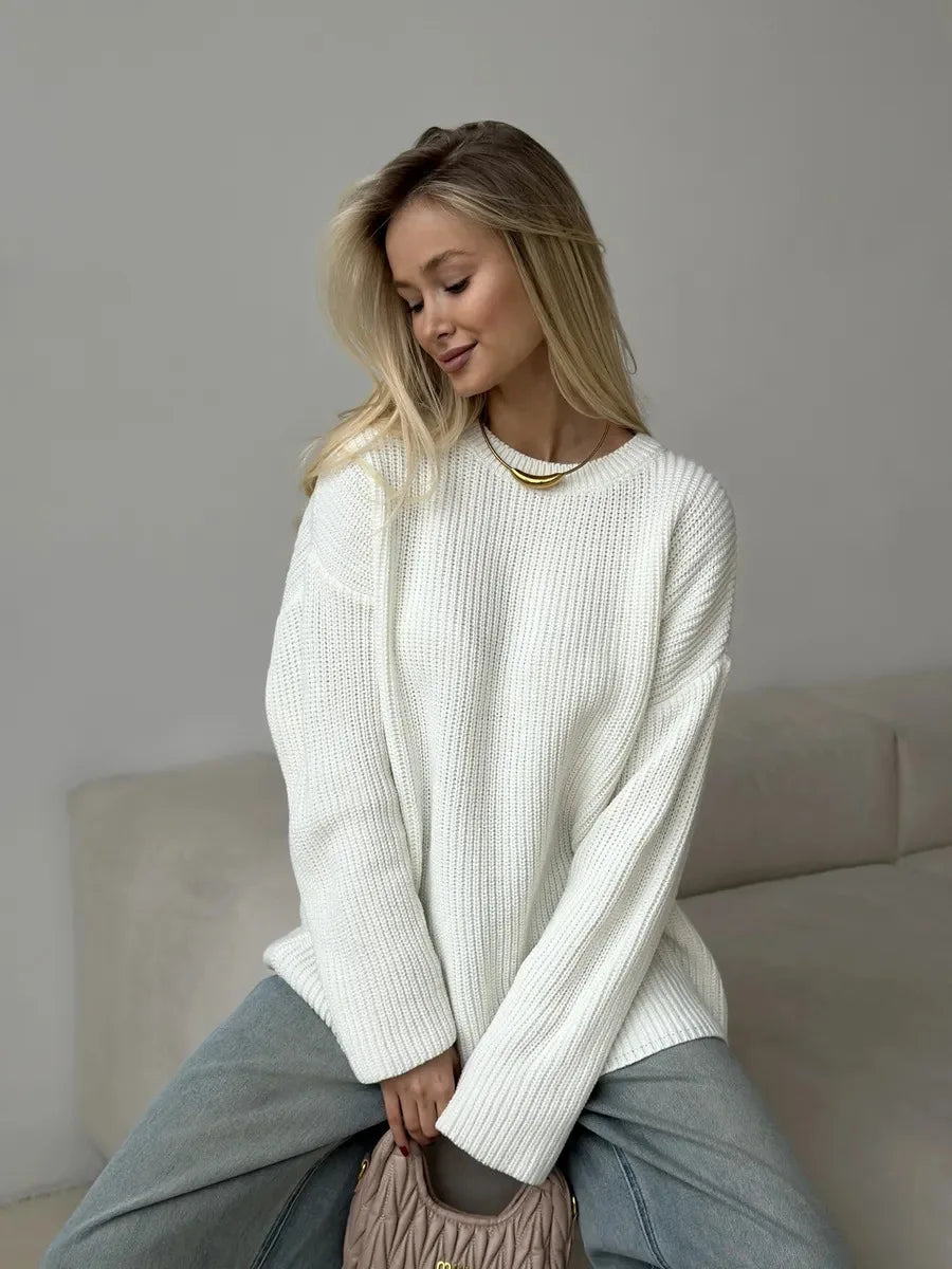 Pull basique tricoté col rond pour femmes