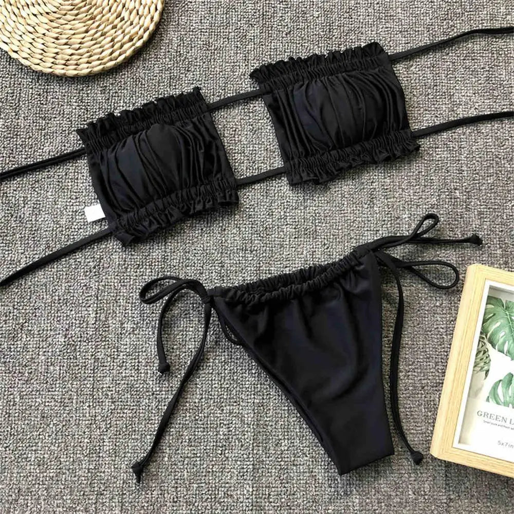 Maillot de bain deux pièces rose sexy pour femmes