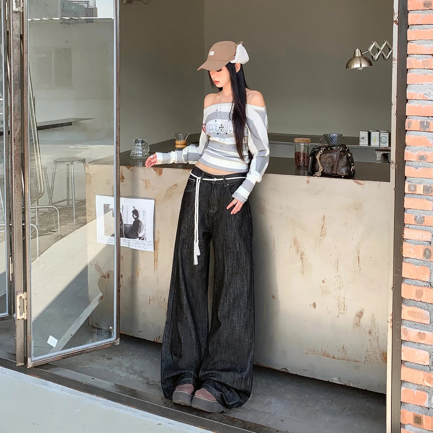Pantalon en jean taille basse pour femmes