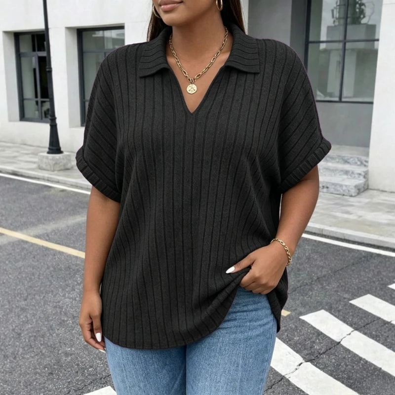 T-shirt en Maille Femme – Coupe Décontractée et Manches Courtes