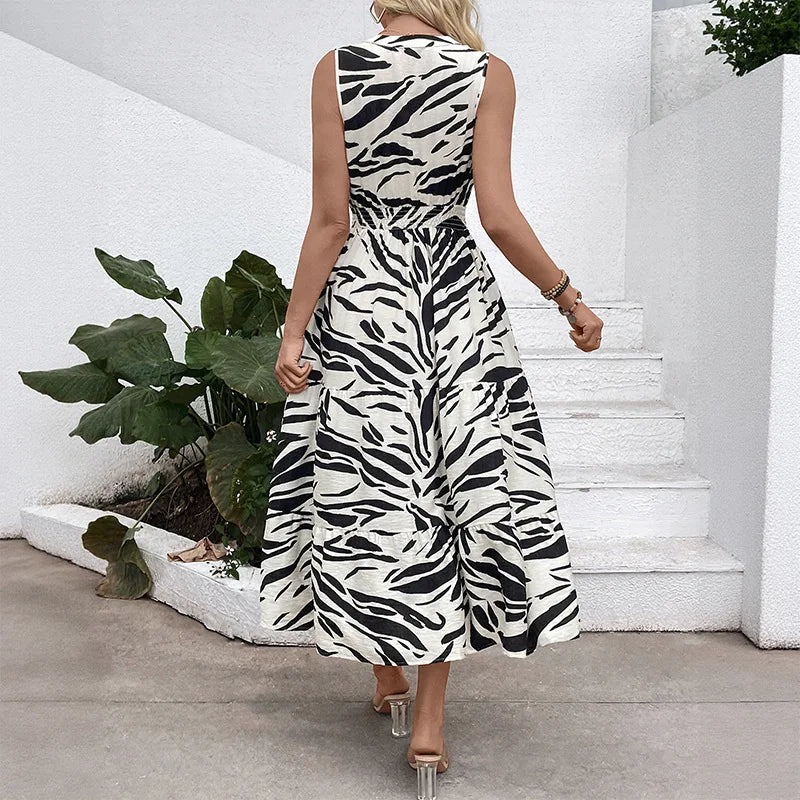 Robe d'été sans manches à lacets pour femmes