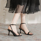 Sandales à talons fins et strass pour femmes
