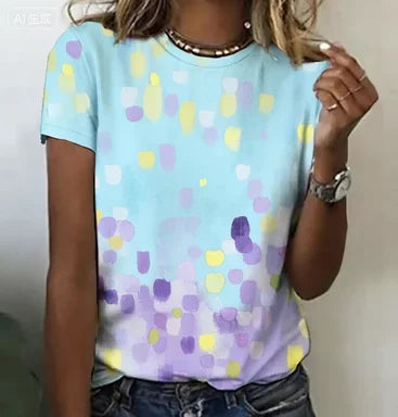 T-shirt à manches courtes et col rond pour femmes