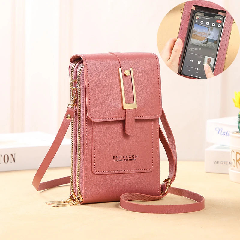 Sac à main en cuir souple téléphone portable pour femmes