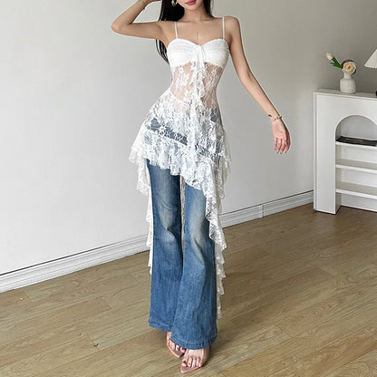 Robe Longue Asymétrique Femme – Dentelle