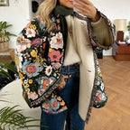 Manteau vintage en coton imprimé floral pour femmes