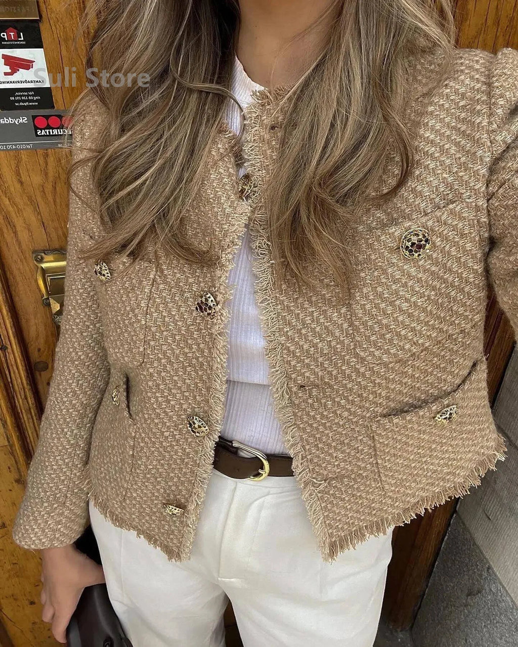 Veste en tweed basique chic pour femmes