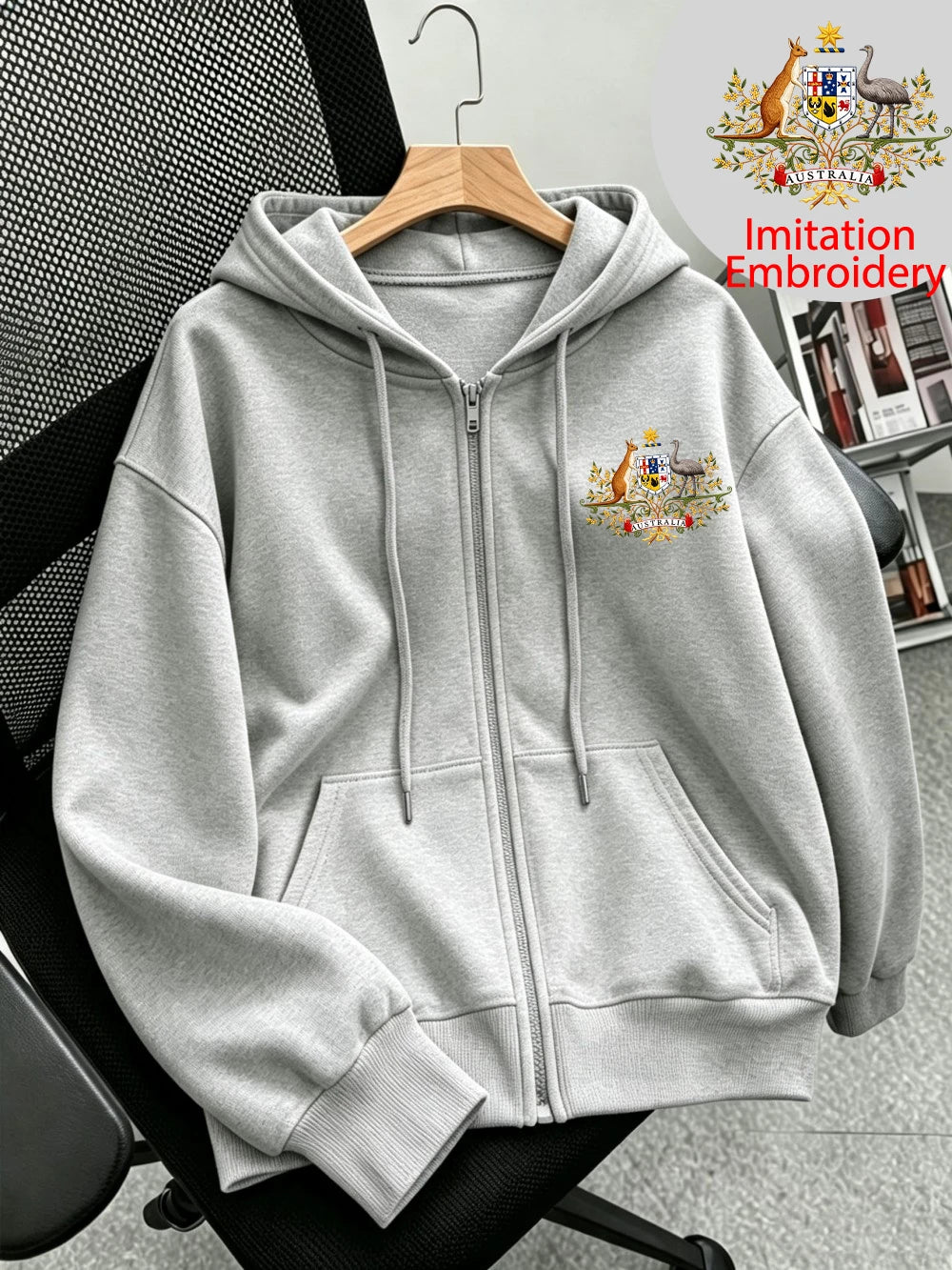 Sweat à capuche zippé imprimé Basics Australia pour femmes