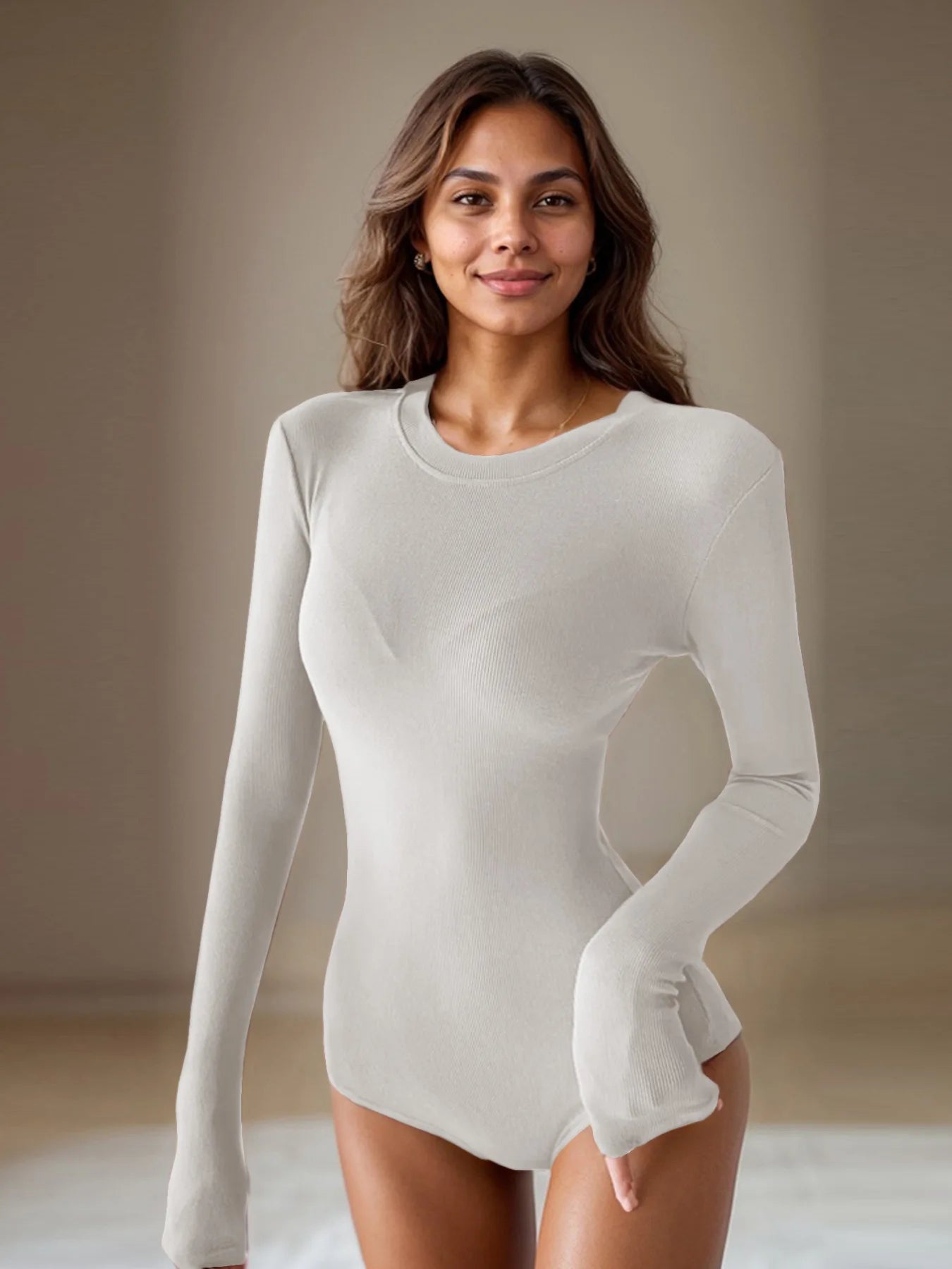 Body à col rond et moulant pour femmes