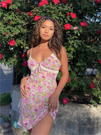 Mini robe d'été à fleurs pour femmes