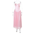 Robe longue rose sexy à bretelles fines pour femmes