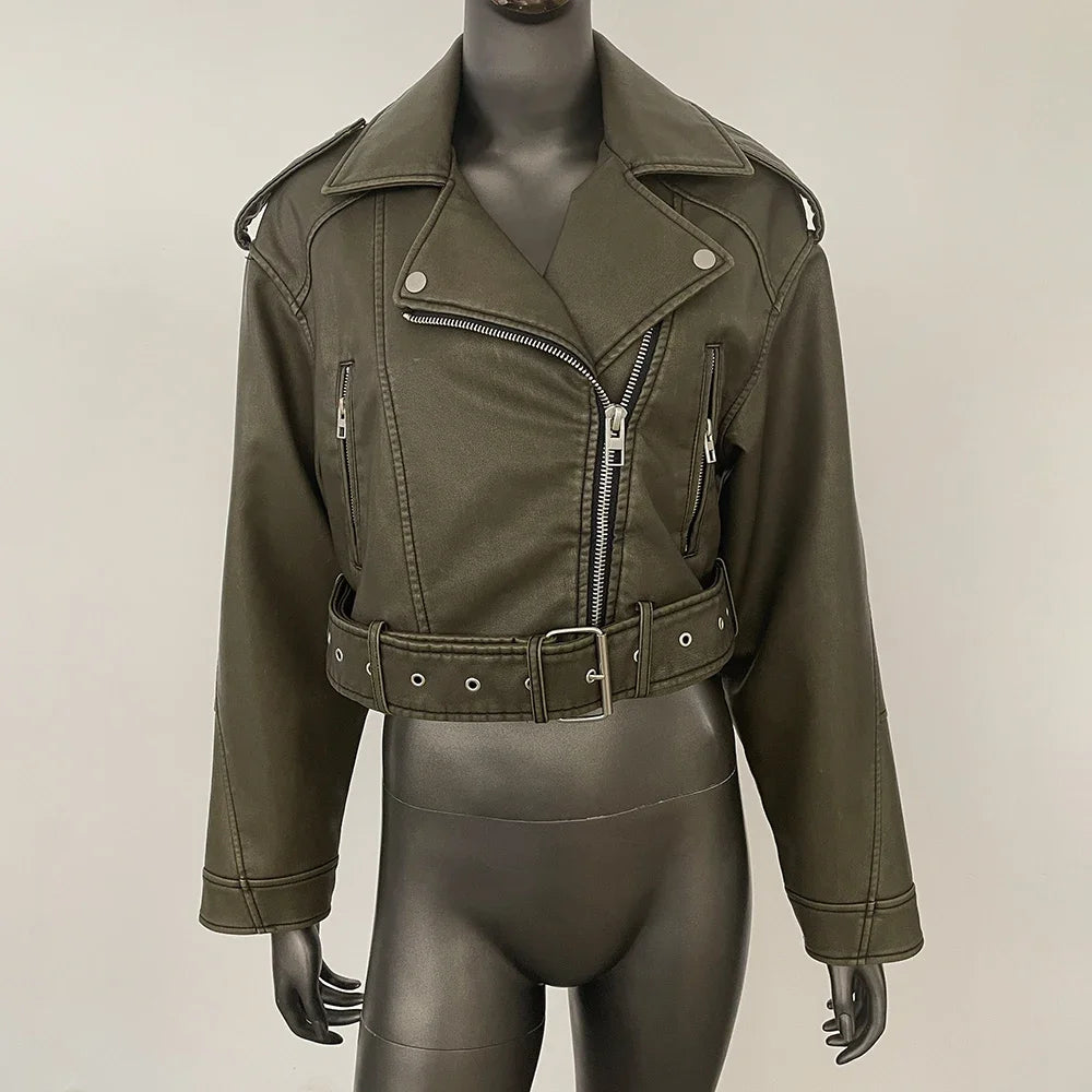 Veste courte en faux cuir pour femmes