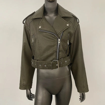 Veste Courte en Similicuir Femme – Coupe Oversize