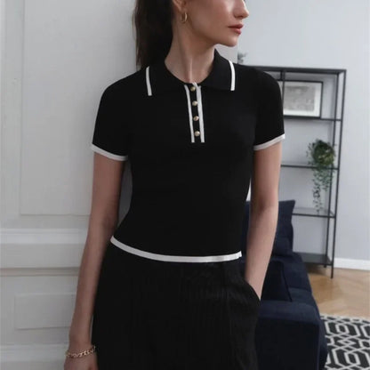 Pull Femme – Col et Manches Courtes