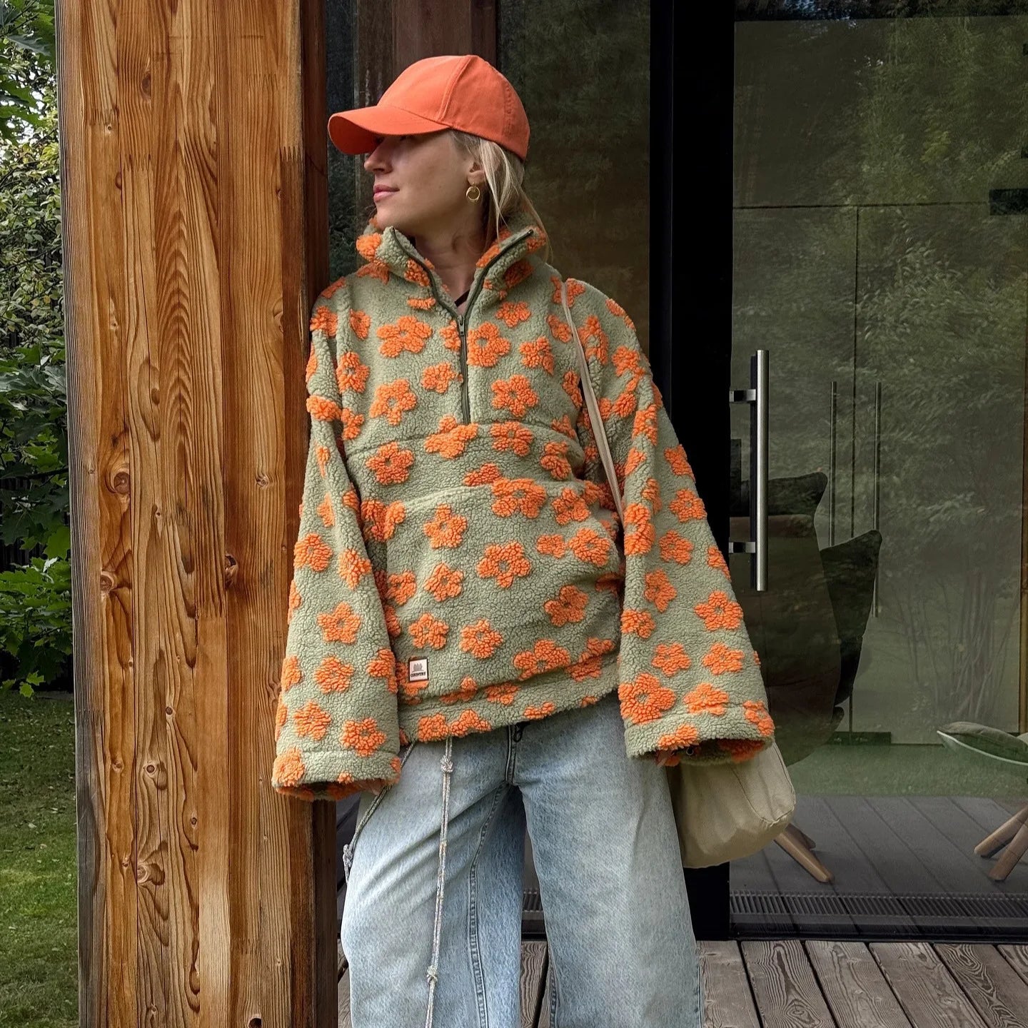 Sweat-shirt en polaire à fleurs pour femmes