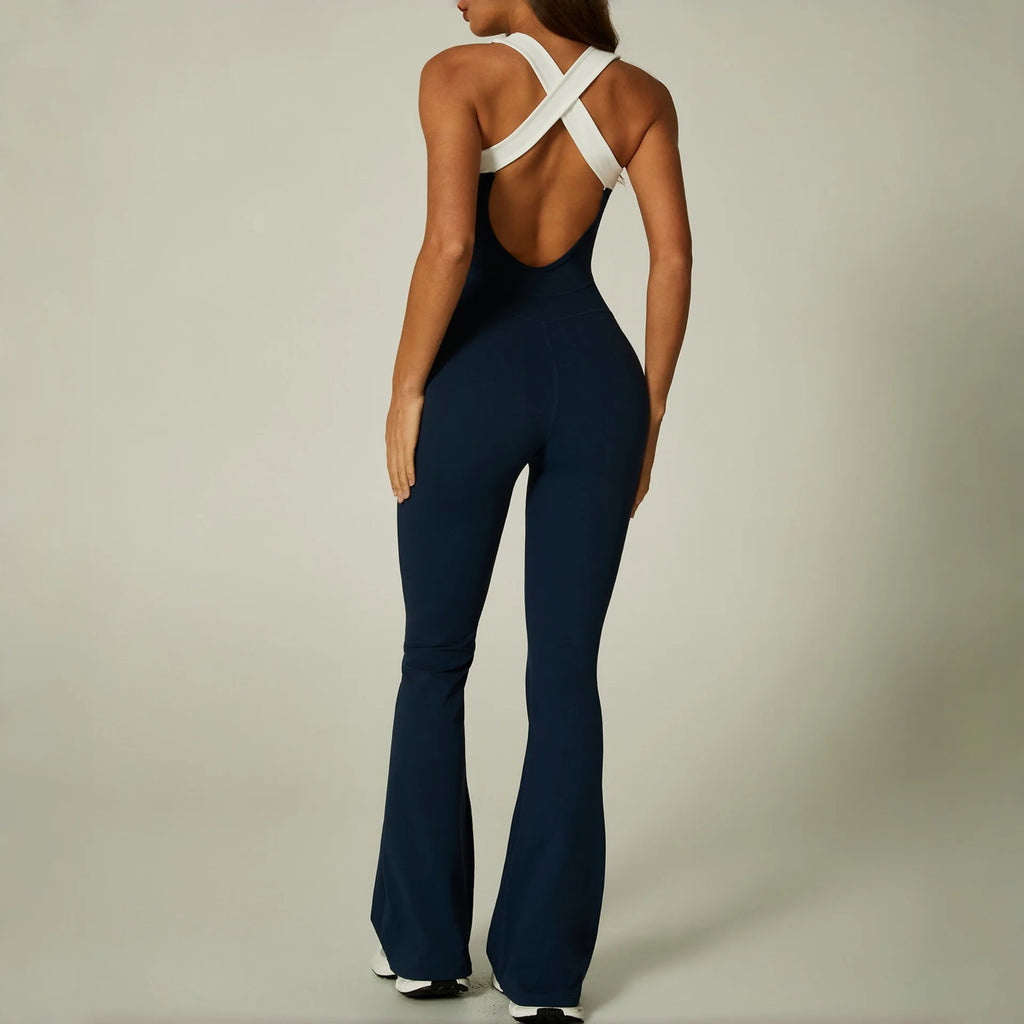 Combinaison à jambes larges et dos croisé pour femmes