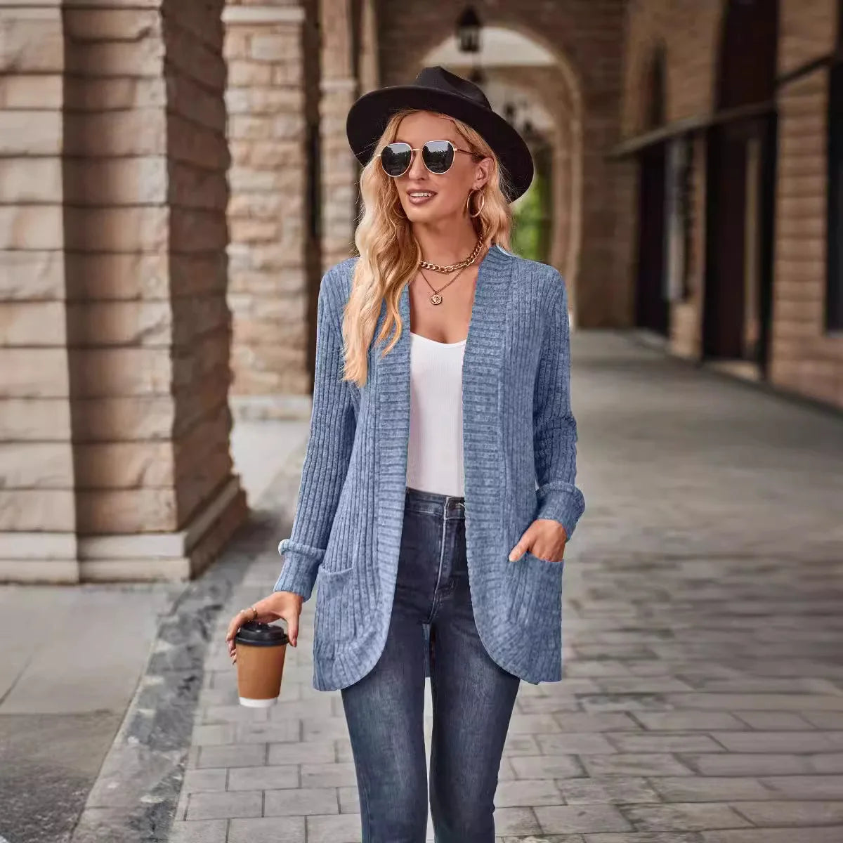 Gilet ample et uni pour femmes