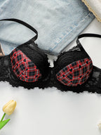 Soutien-gorge sexy en dentelle à carreaux pour femmes