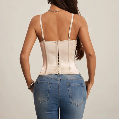 Crop Top Femme – Satin et Dentelle