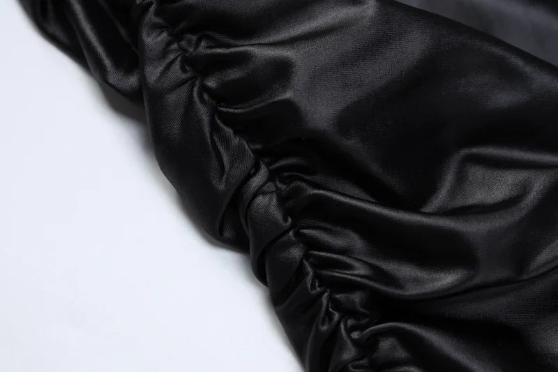 Robe moulante sexy en similicuir à plis pour femmes