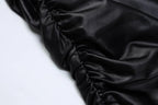 Robe moulante sexy en similicuir à plis pour femmes
