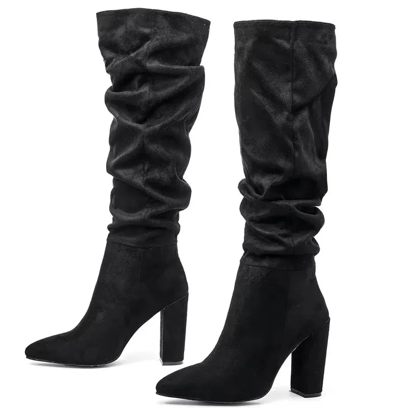 Bottes au genou confortables et chaudes pour femmes