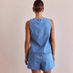 Ensemble deux pièces short en jean ample et décontracté pour femmes