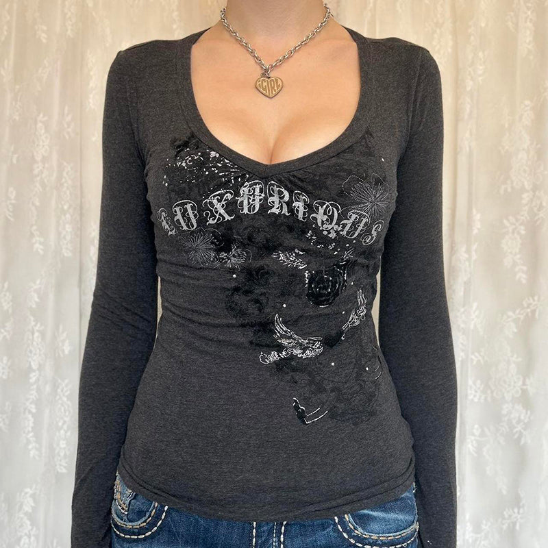 T-shirt court à manches longues pour femmes