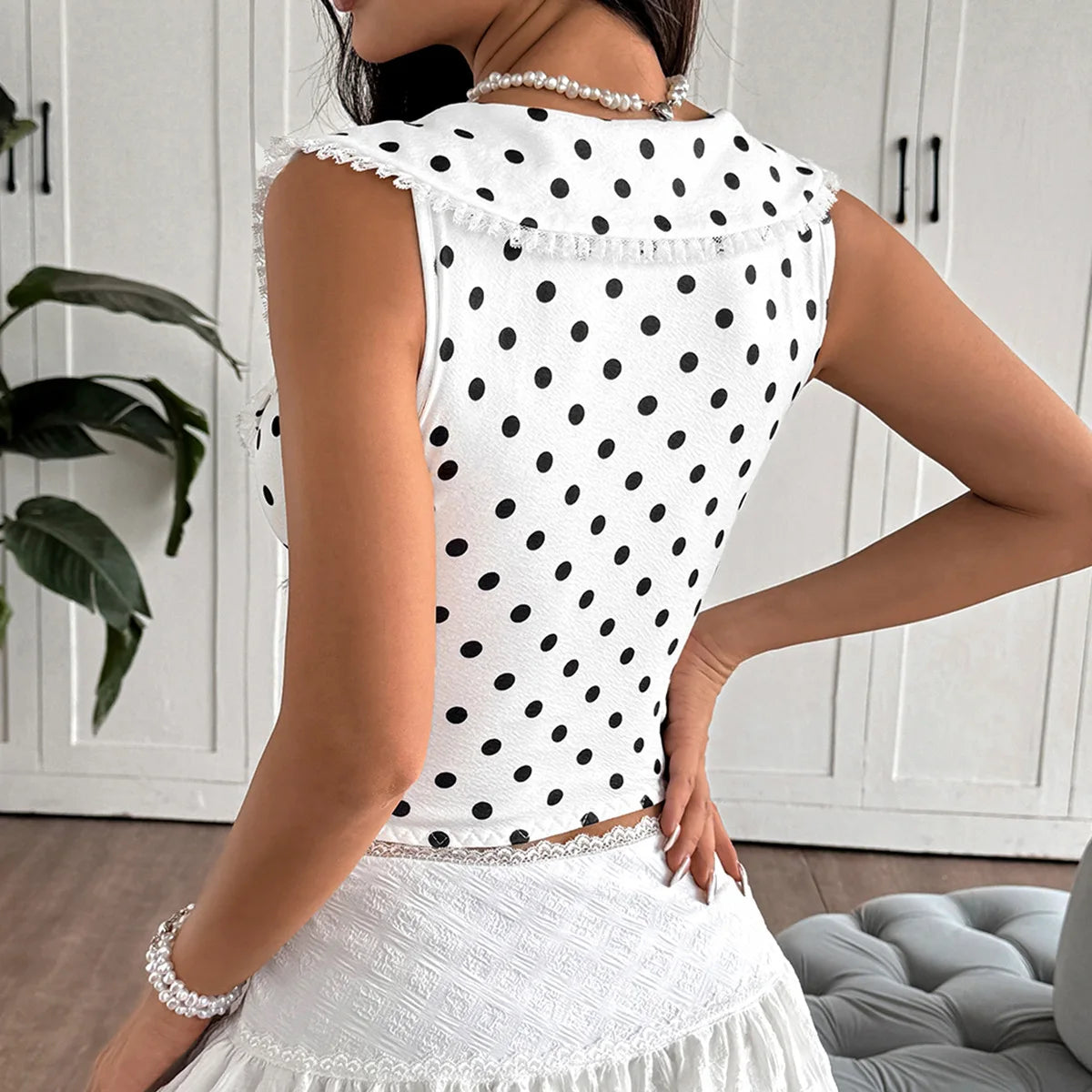 Débardeur Doux Femme – Imprimé Pois
