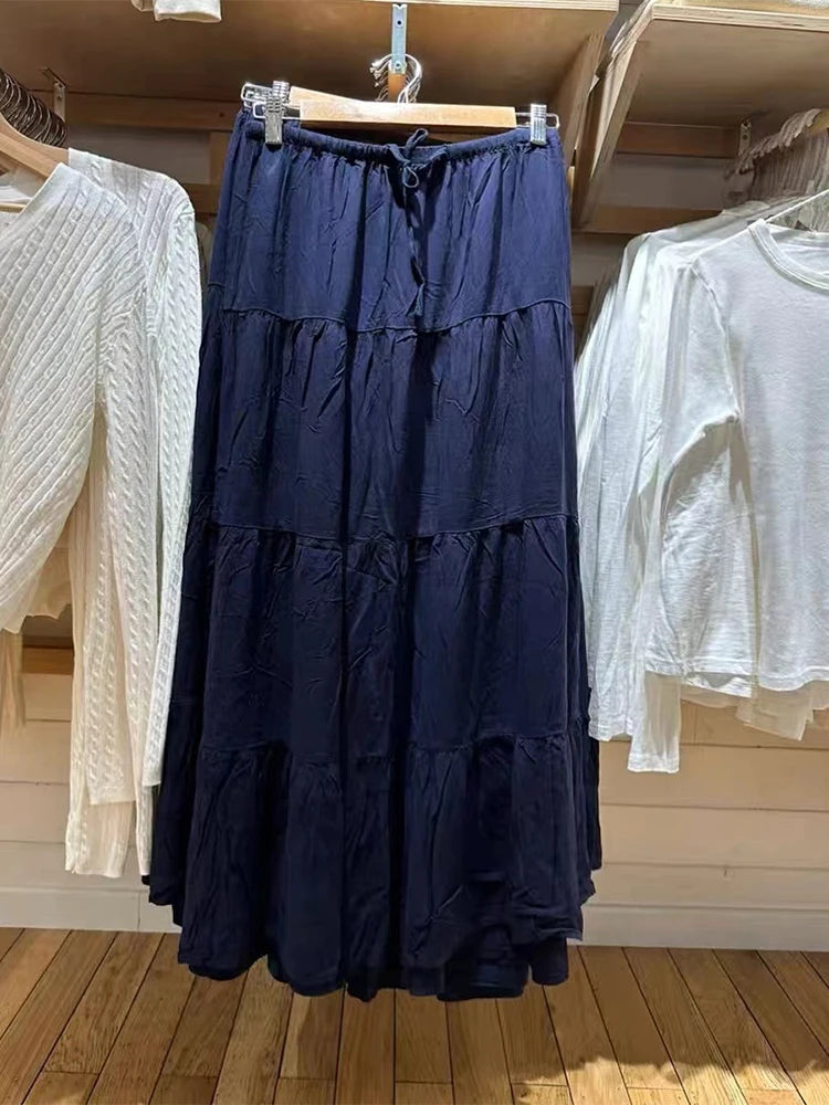Jupe longue en coton à fleurs roses pour femmes