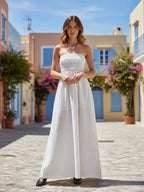 Robe longue d'été blanche dos nu sans bretelles pour femmes
