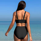 Maillot de bain deux pièces en maille avec décolleté plongeant en v pour femmes