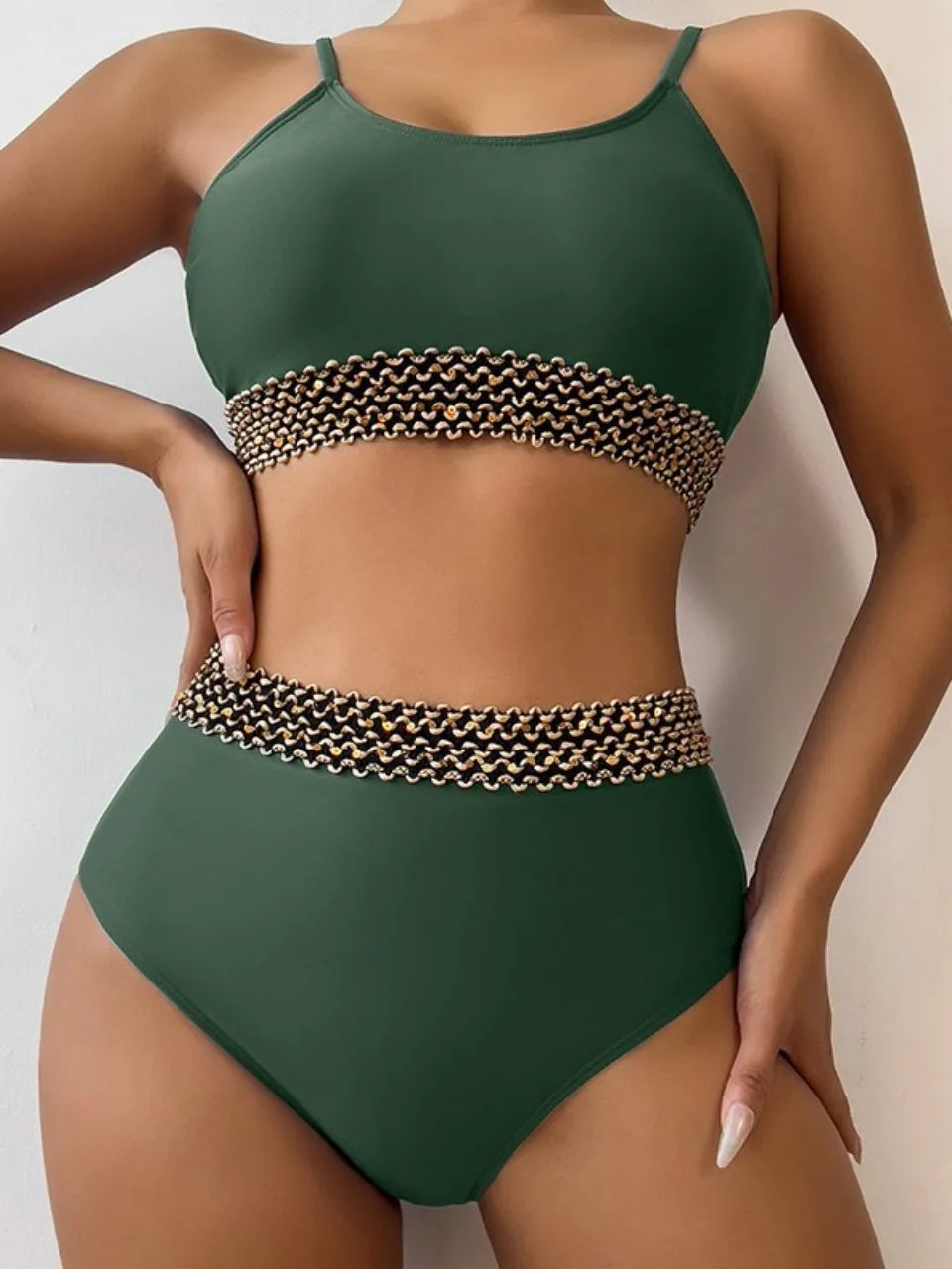 Maillots de bain unis deux pièces pour femmes