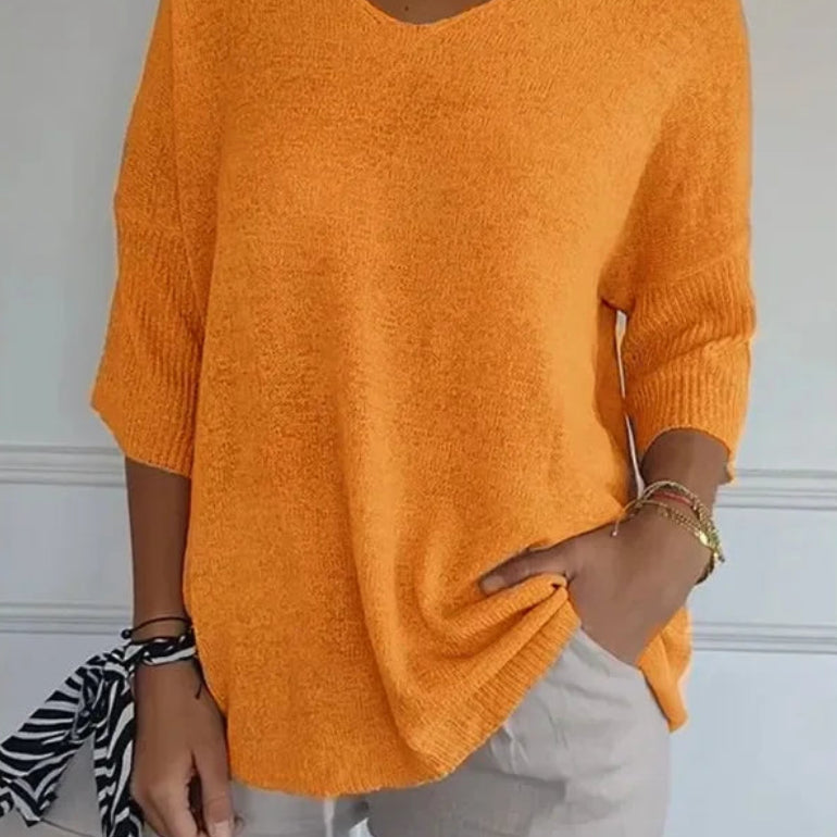 Pull décontracté à col en V pour femmes