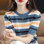 Pull ample à manches courtes pour femmes