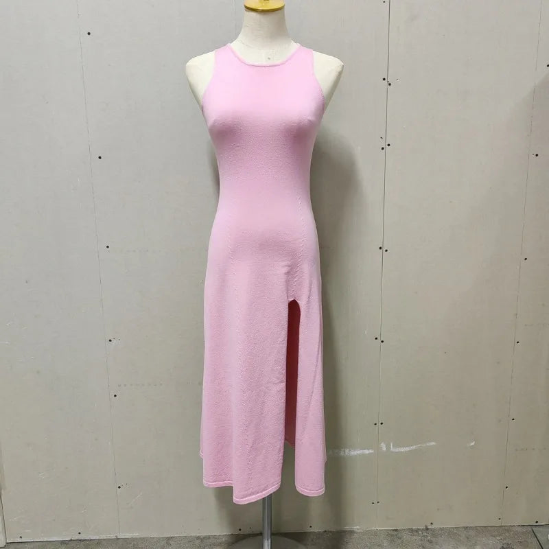 Robe maxi sexy en maille pour femmes