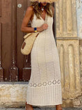 Robe de plage longue à col en V pour femmes