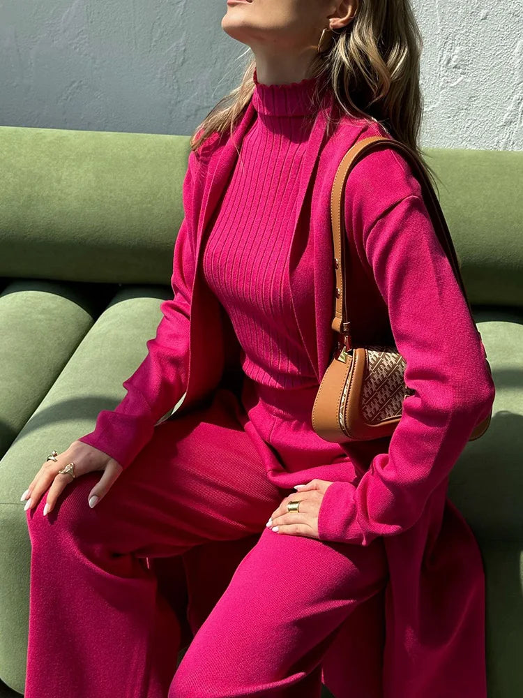 Ensemble 3 pièces cardigans longs pour femmes
