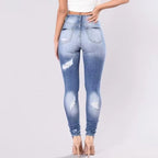 Jeans déchirés taille haute pour femmes