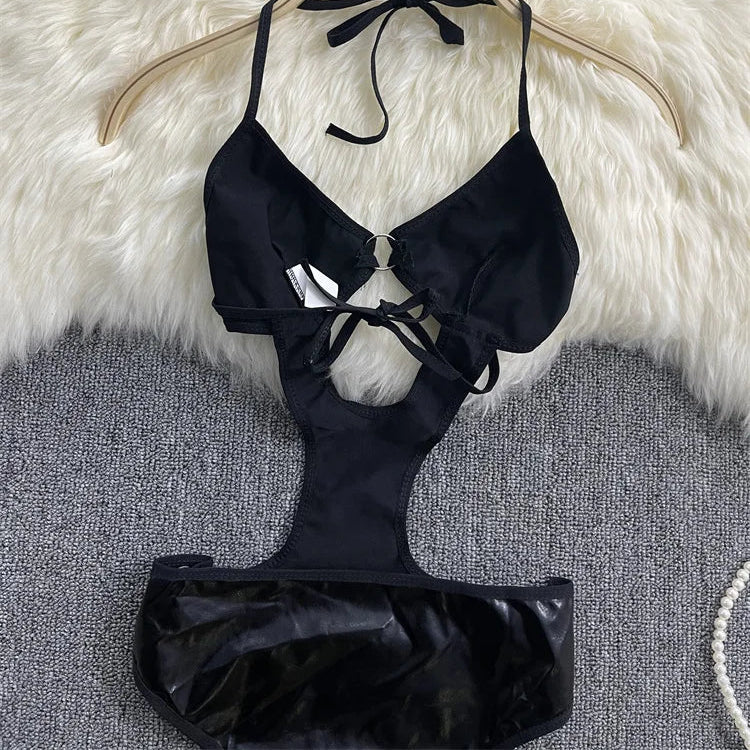 Body à dos nu en cuir PU pour femmes