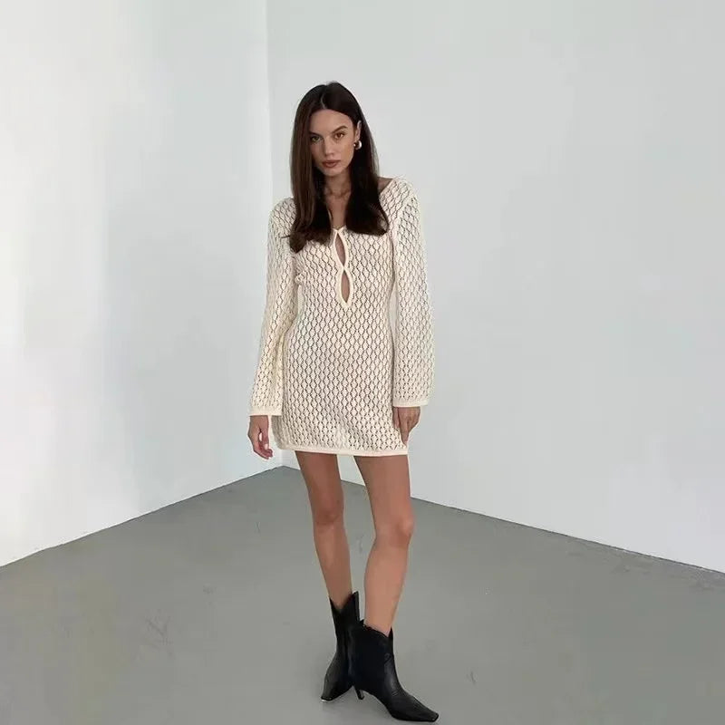 Robe Longue de Plage en Maille Femme