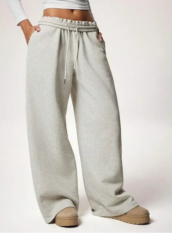 Pantalon large en molleton élastique avec doublure polaire pour femmes