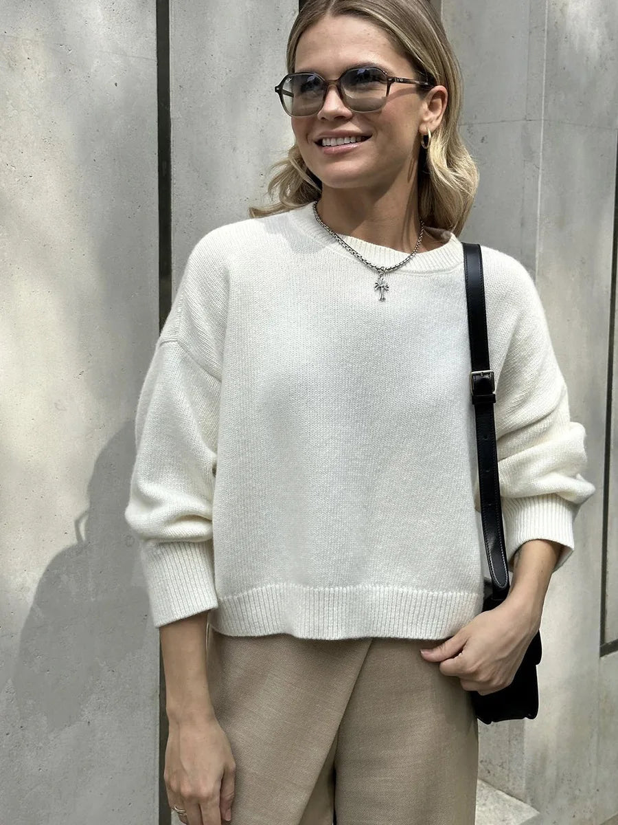 Pull Épais Femme – Col Rond et Coloris Uni