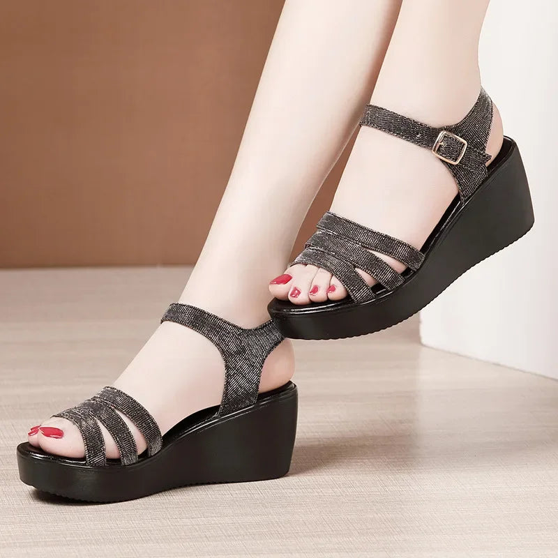 Sandales à talons compensés plate-forme d'été pour femmes