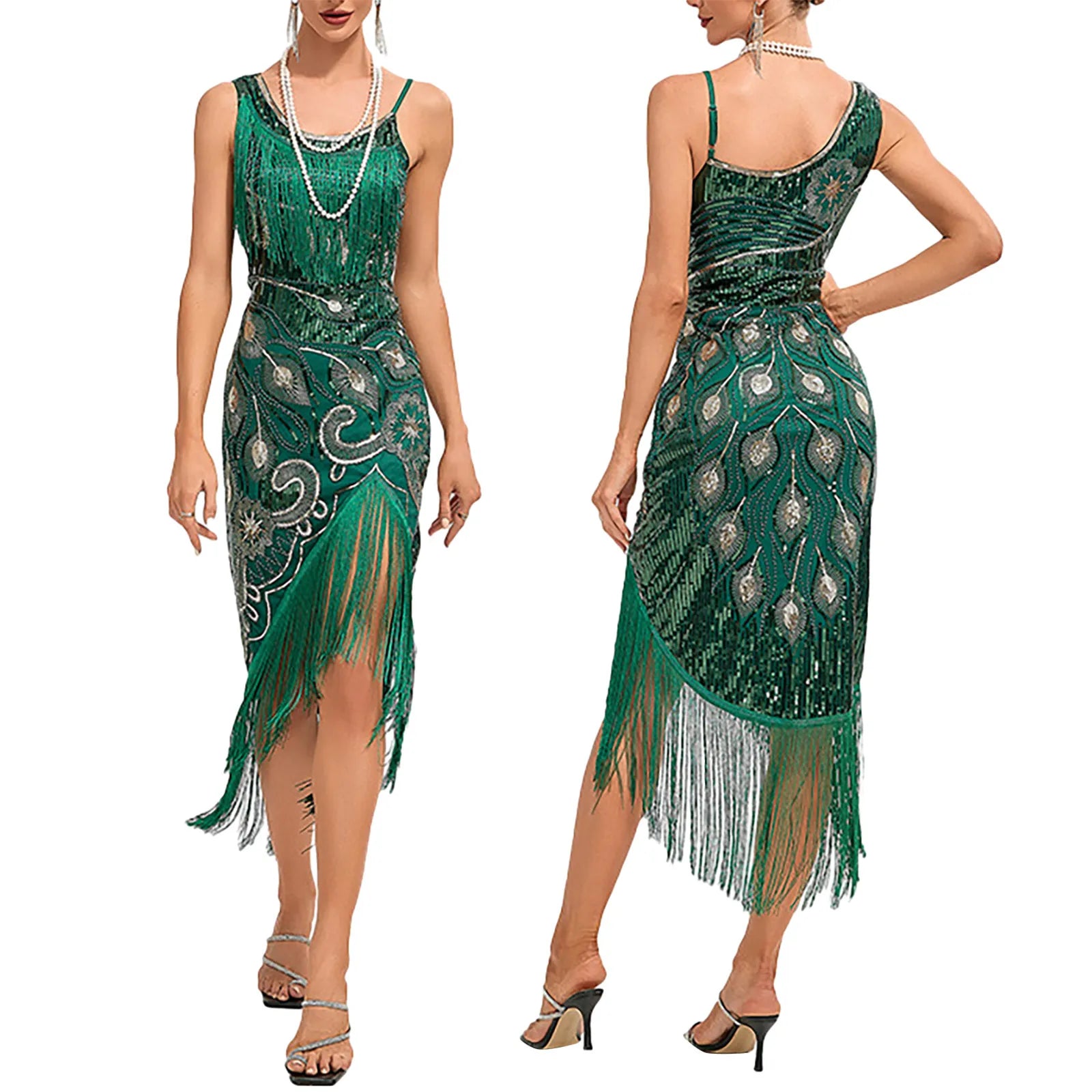 Robe à franges et paillettes des années 1920 pour femmes