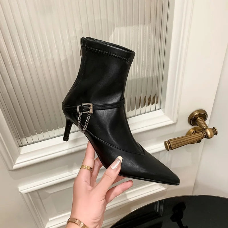 Bottines à talon aiguille pointues pour femmes