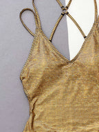 Body moulant doré à sequins pour femmes