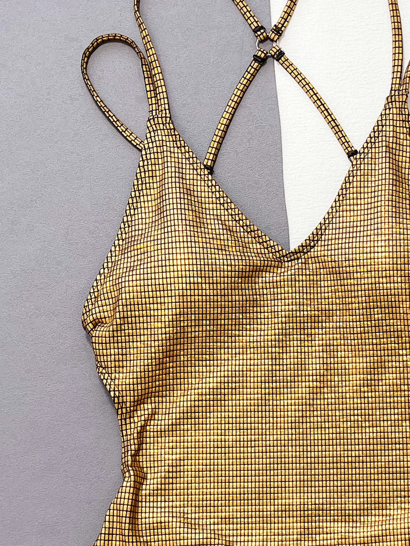 Body moulant doré à sequins pour femmes